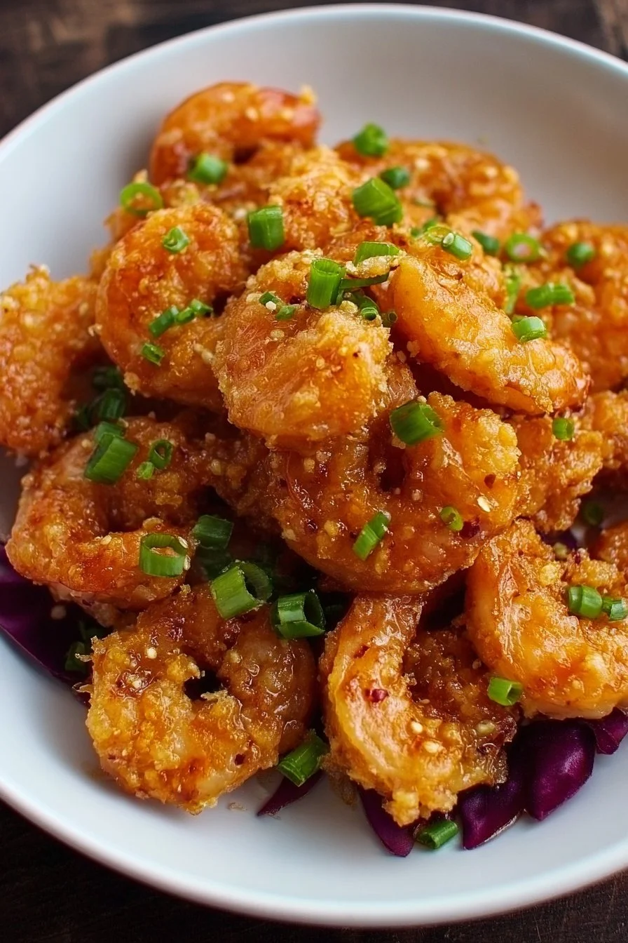 Crispy Air Fryer Bang Bang Shrimp served in a bowl with dipping sauce.