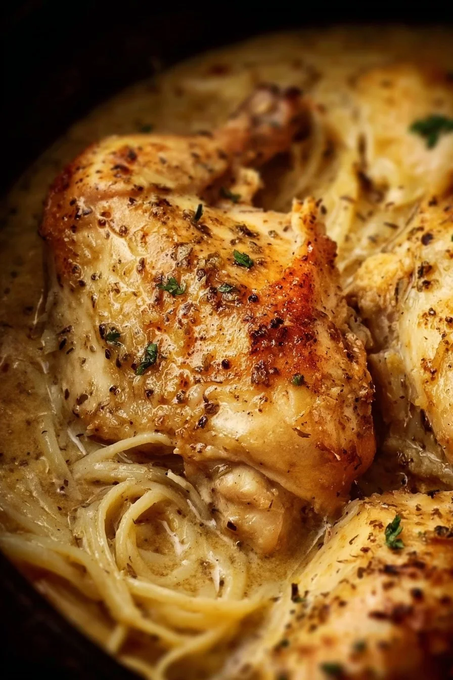 Delicious Crock Pot Angel Chicken served with rice and vegetables