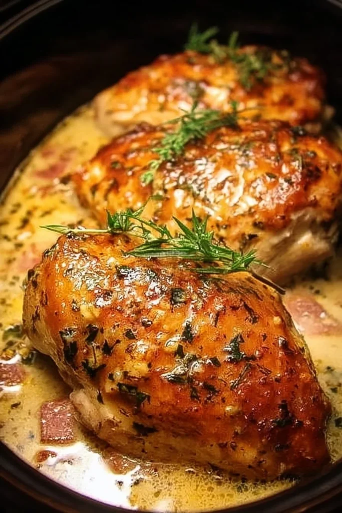 Delicious Crock Pot Marry Me Chicken served with a side of vegetables