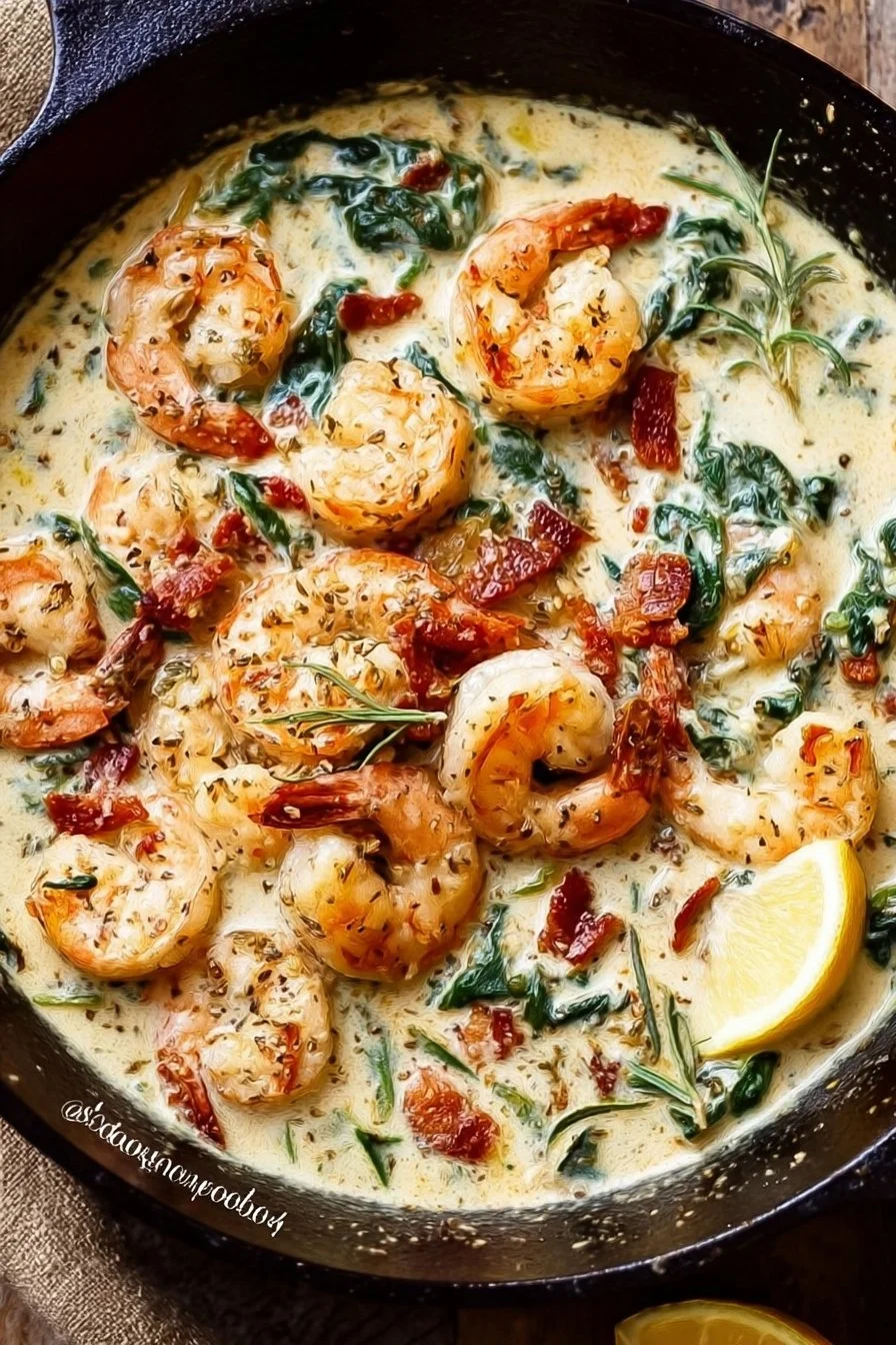 Easy Creamy Tuscan Shrimp Recipe 2 Delicious creamy Tuscan shrimp dish served in a bowl