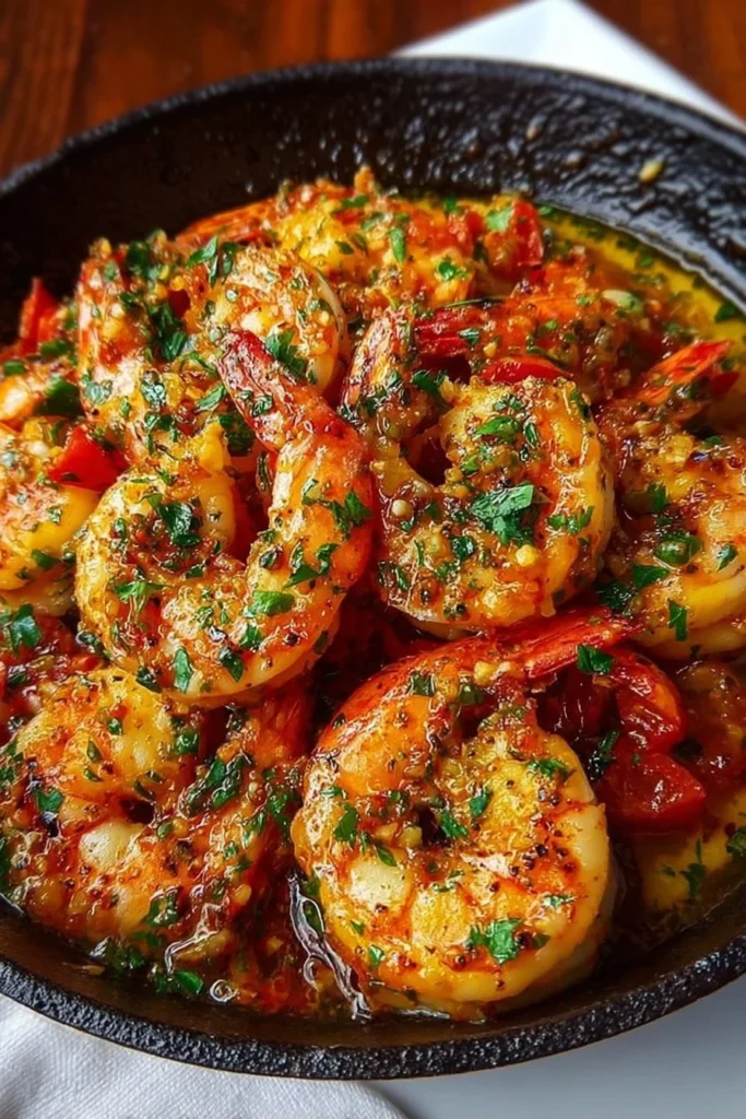 One-pan garlic shrimp dish with fresh herbs and spices
