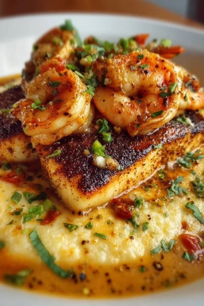 Delicious Red Snapper Shrimp Grits dish served in a bowl