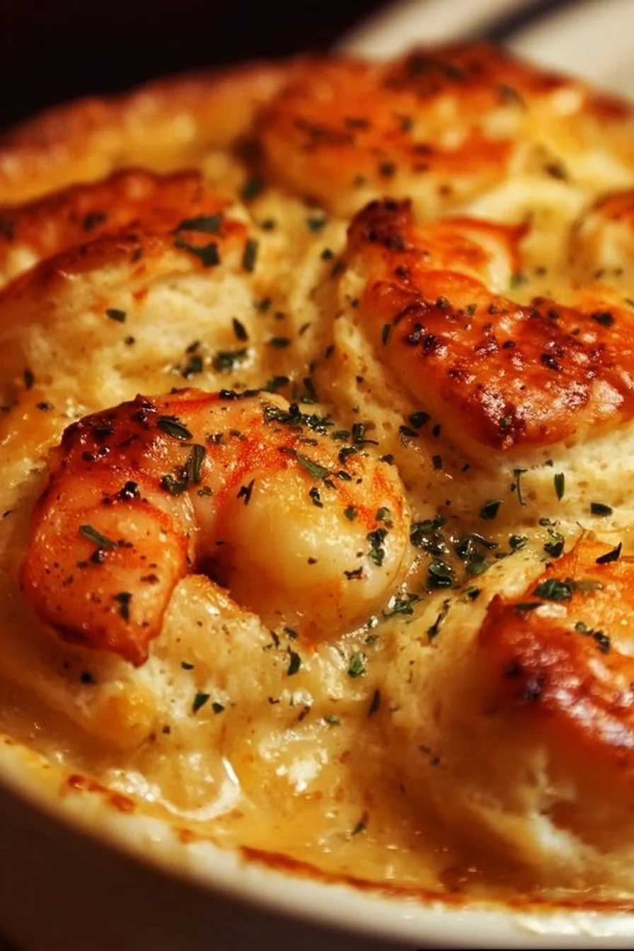 Shrimp and Lobster Cheddar Bay Biscuit Pot Pie 2 Shrimp and Lobster Cheddar Bay Biscuit Pot Pie ready to serve