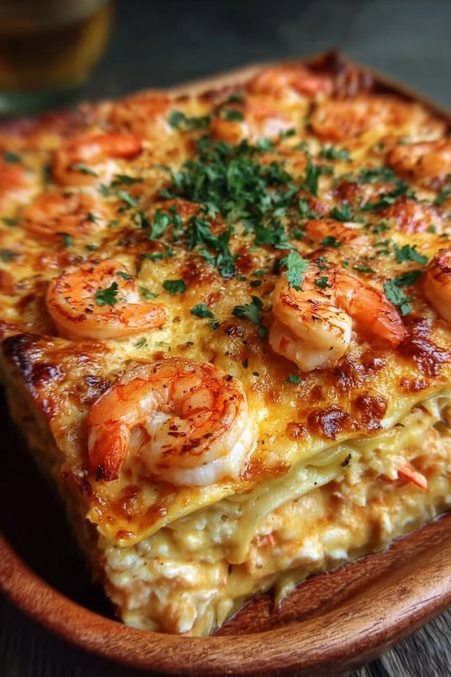 Shrimp Crab Lasagna 2 Delicious shrimp crab lasagna with layers of seafood and creamy sauce