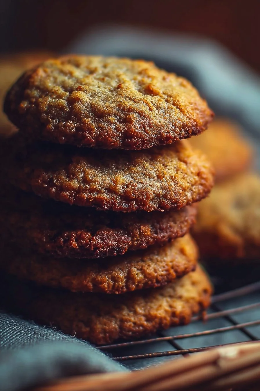 Delicious banana bread cookies with chocolate chips on a wooden table