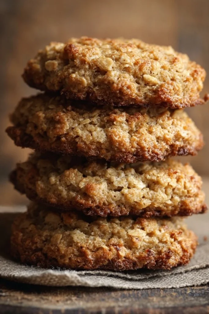 Chewy banana oatmeal cookies on a plate, made with ripe bananas and oats.