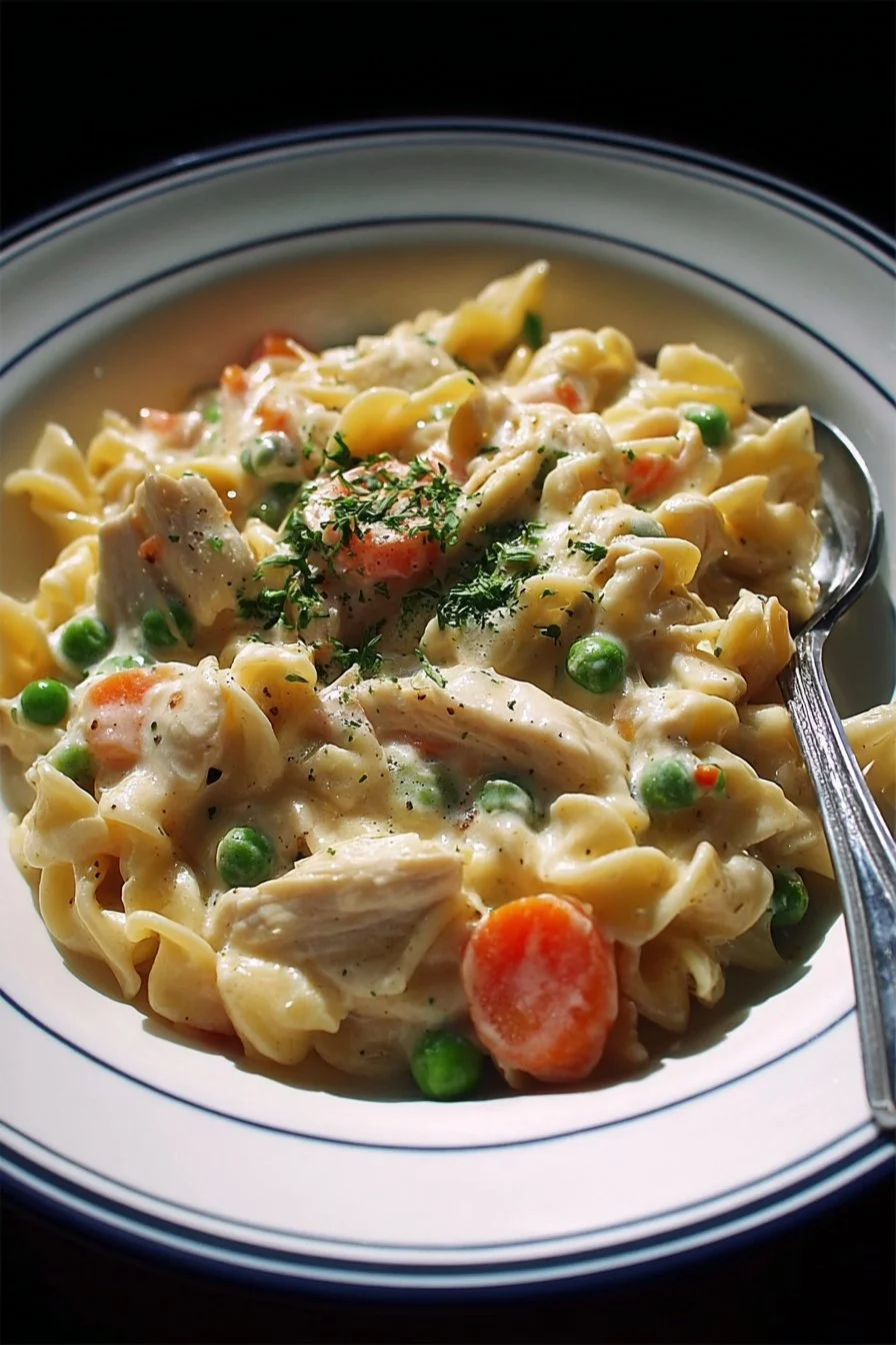 Classic Chicken Pot Pie Pasta - a delicious fusion of pot pie flavors in pasta form.