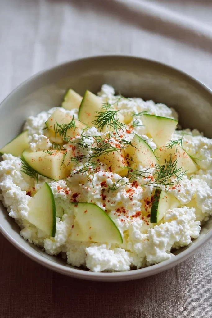 Cottage Cheese and Apple Salad with fresh ingredients in a bowl