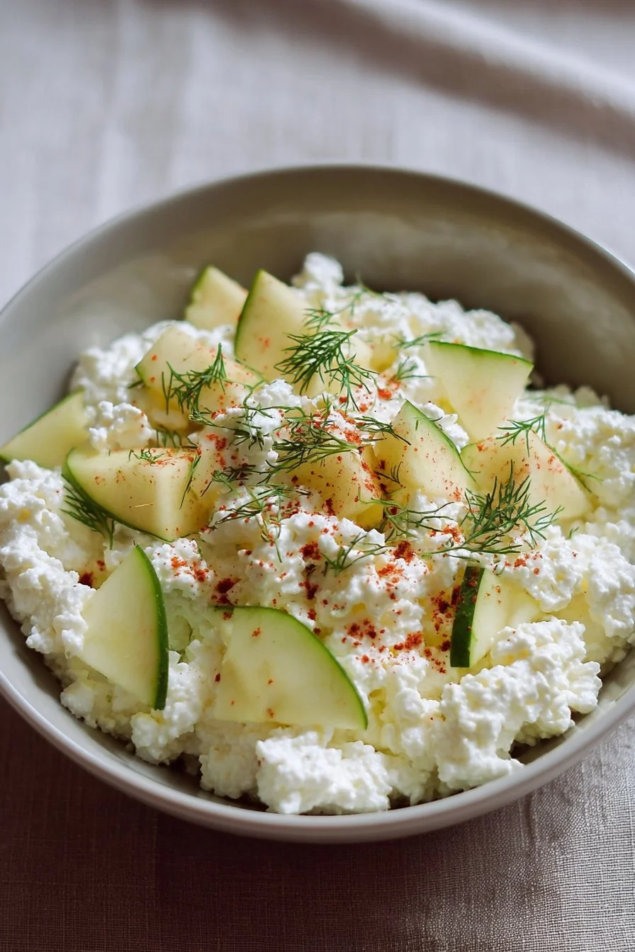 Cottage Cheese and Apple Salad with fresh ingredients in a bowl