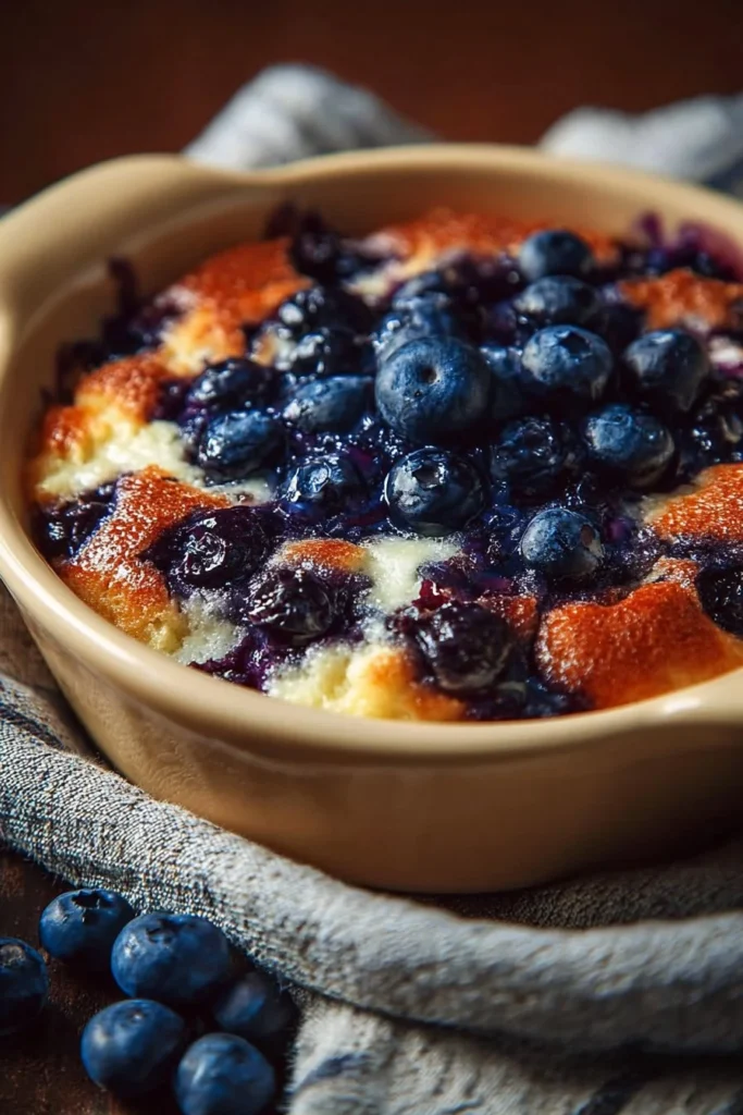 Delicious Cottage Cheese Blueberry Bake with fresh blueberries on top