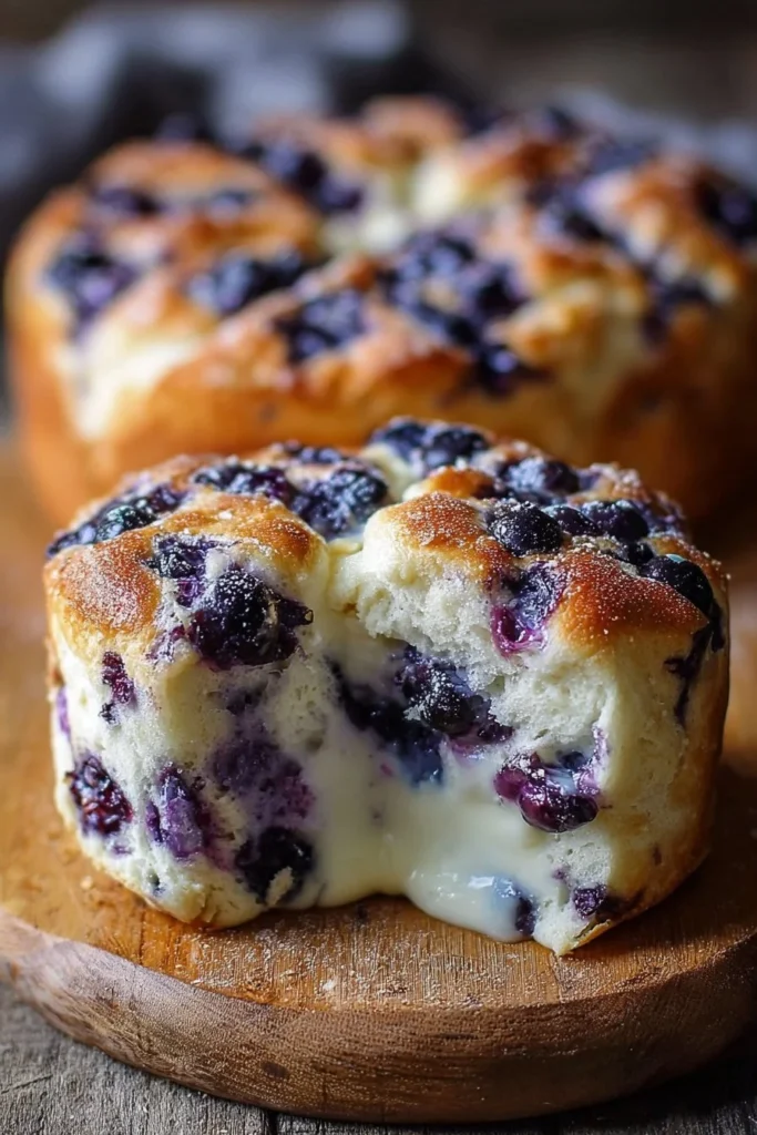 Cottage Cheese Blueberry Cloud Bread topped with fresh blueberries