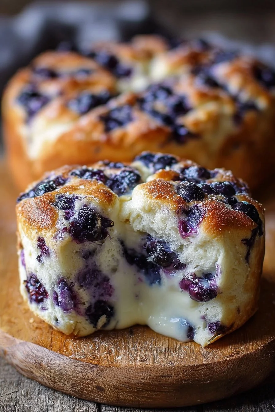 Cottage Cheese Blueberry Cloud Bread topped with fresh blueberries