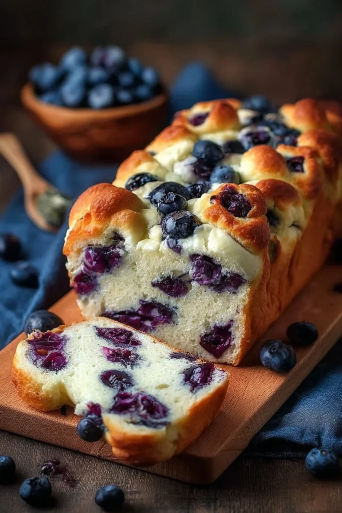 Cottage Cheese Blueberry Cloud Bread topped with fresh blueberries and whipped texture.
