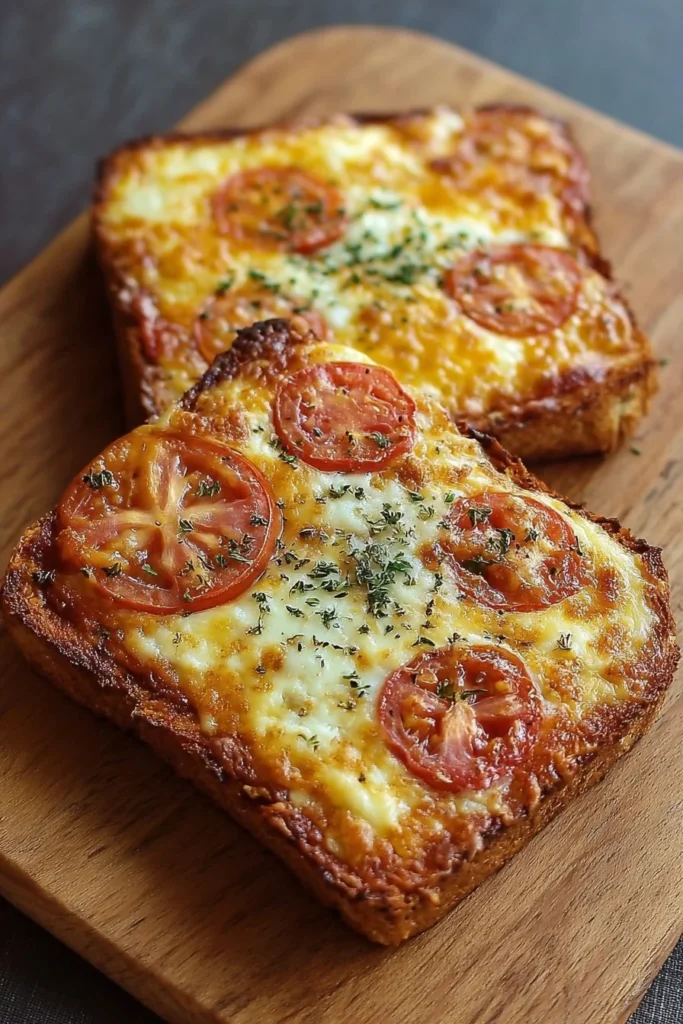 Easy Air Fryer cottage cheese pizza toast topped with fresh herbs and vegetables