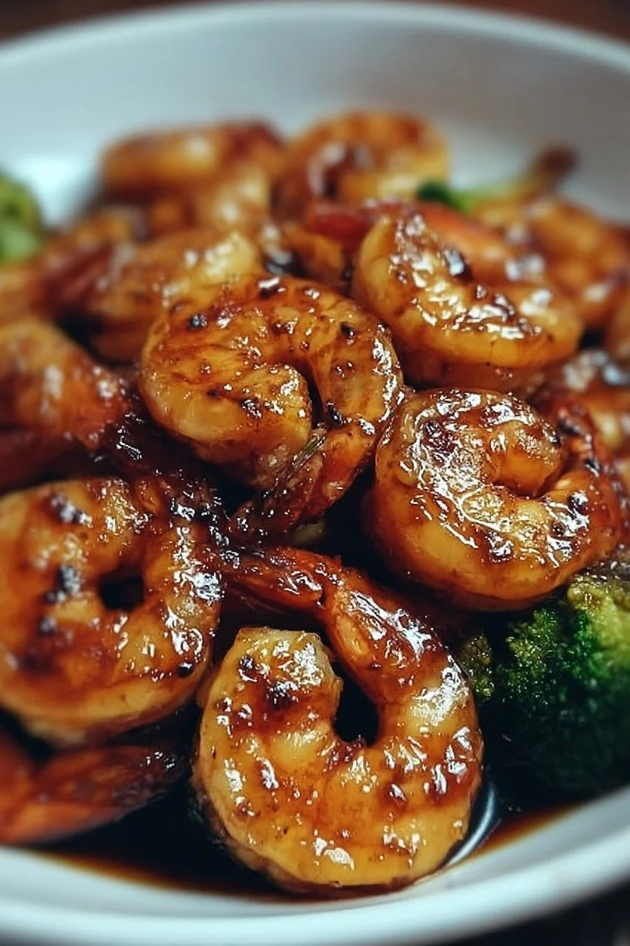 High-Protein Honey Garlic Shrimp 2 High-protein honey garlic shrimp served on a plate with vegetables