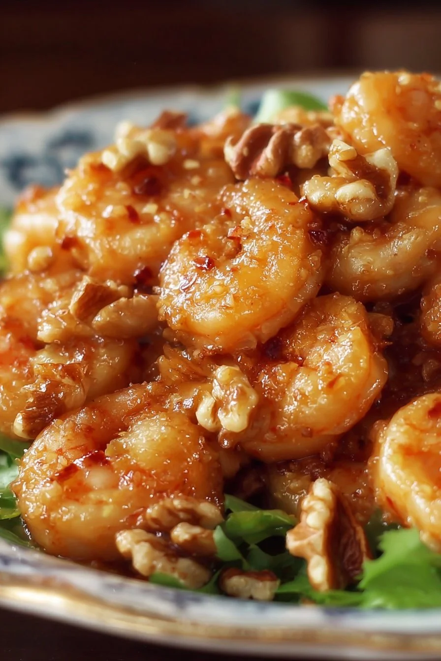 Honey Walnut Shrimp 2 Delicious Honey Walnut Shrimp with crispy shrimp and honey sauce topped with walnuts