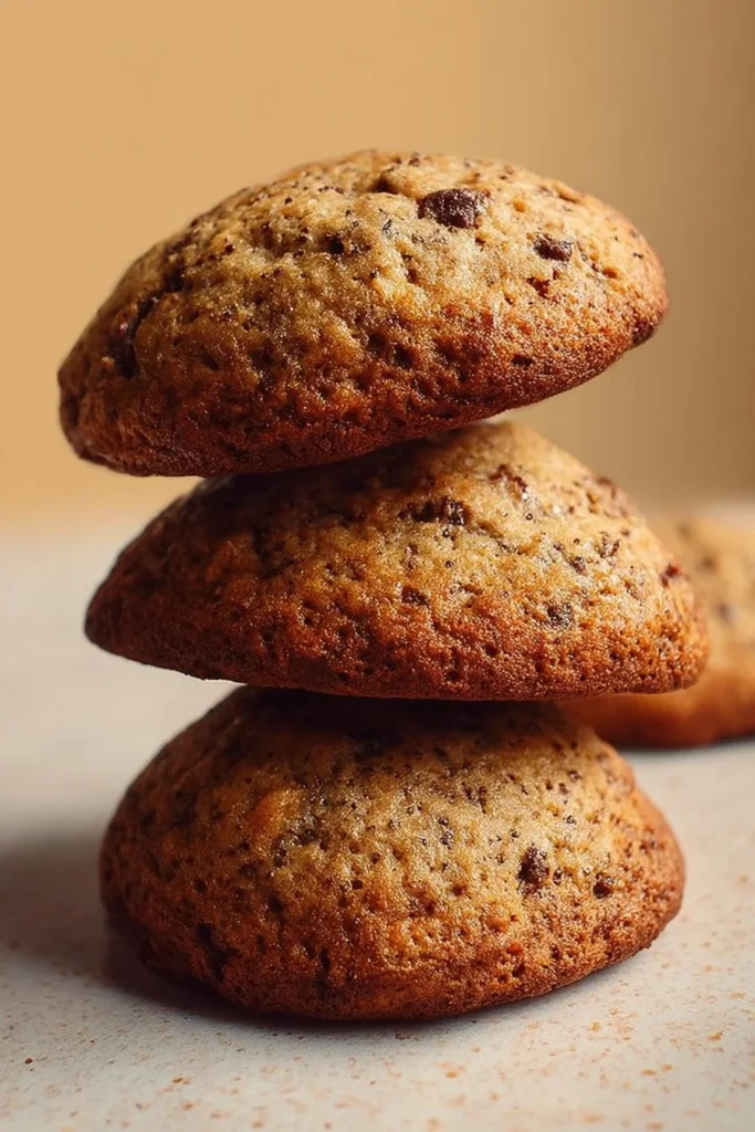 Delicious soft banana bread cookies on a plate, freshly baked and ready to enjoy.
