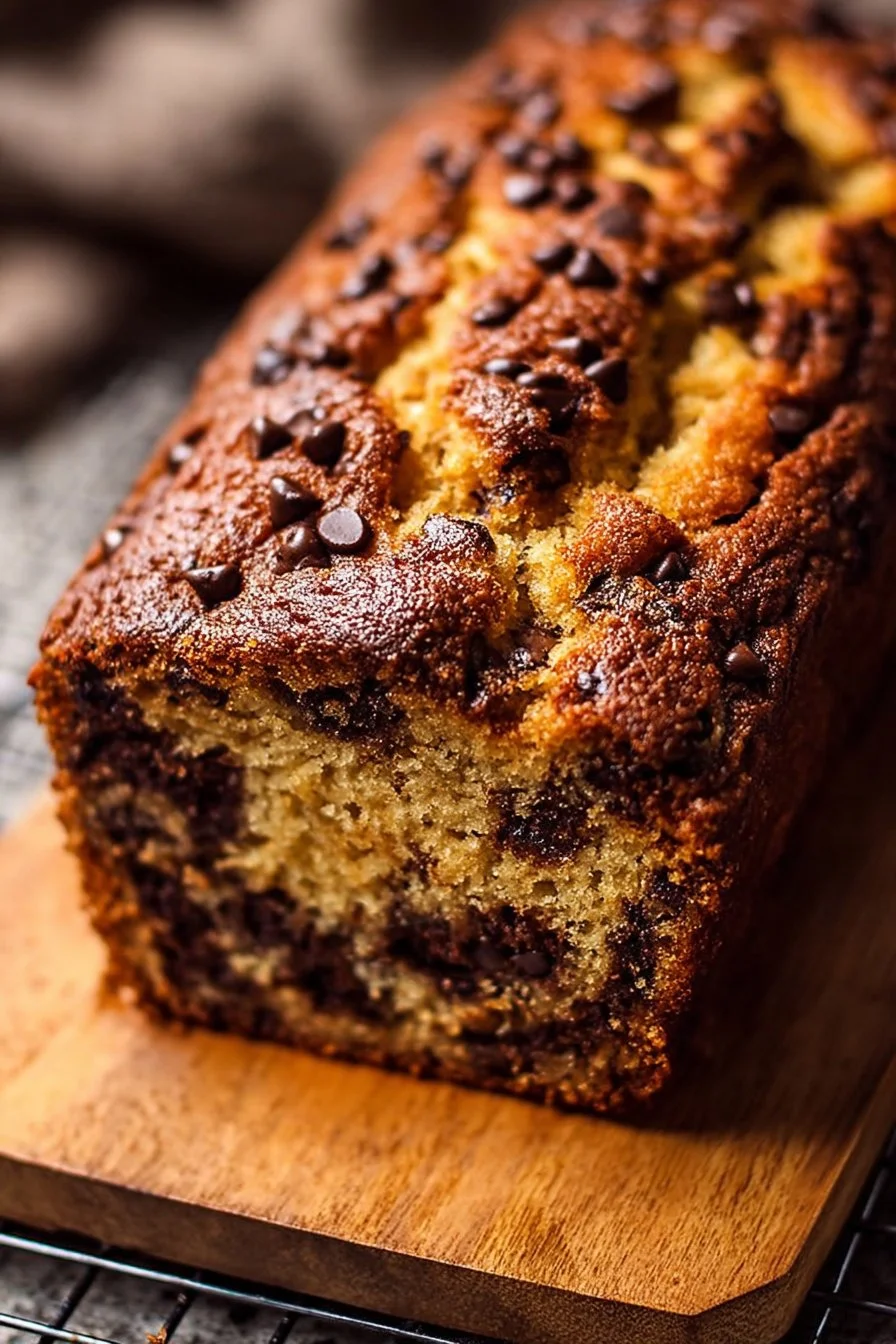 Super Moist Chocolate Chip Banana Bread 2 Moist chocolate chip banana bread fresh out of the oven