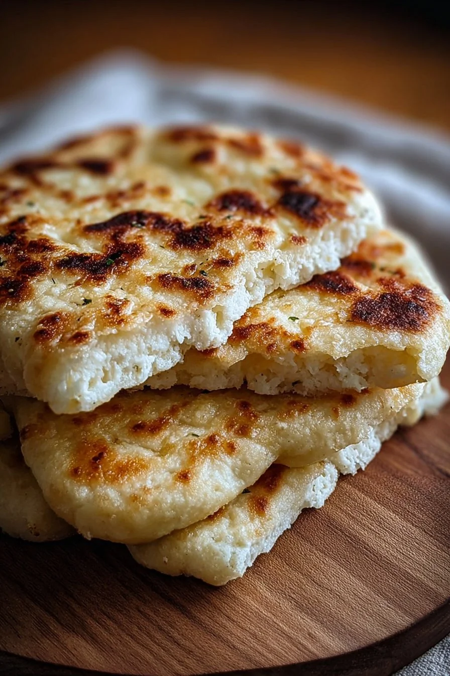 2 ingredient cottage cheese flatbread ready to serve