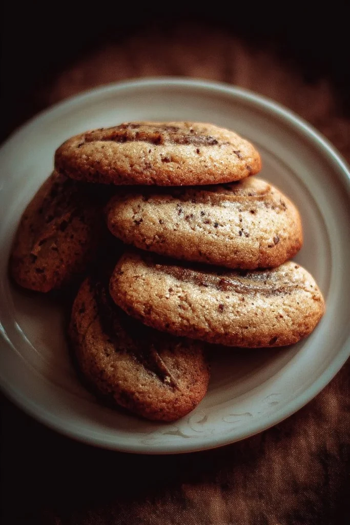 Freshly baked banana bread cookies on a cooling rack