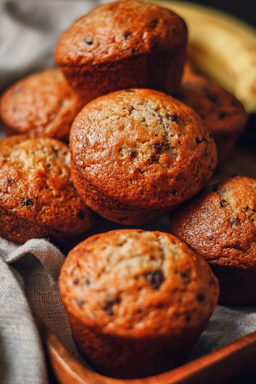 Banana Bread Muffins 2 Delicious homemade banana bread muffins fresh out of the oven