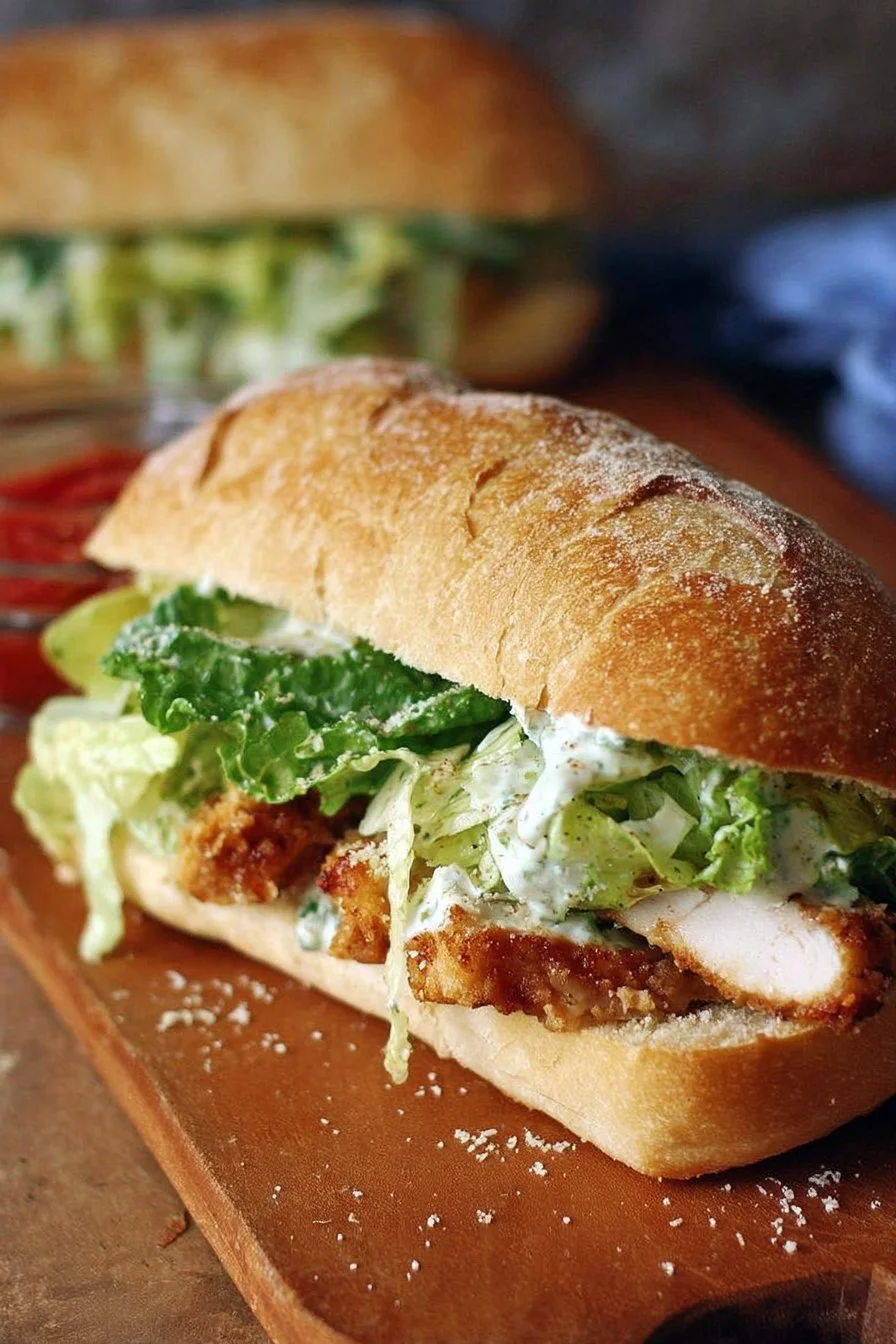 Delicious Chicken Caesar Sandwich with grilled chicken and fresh greens