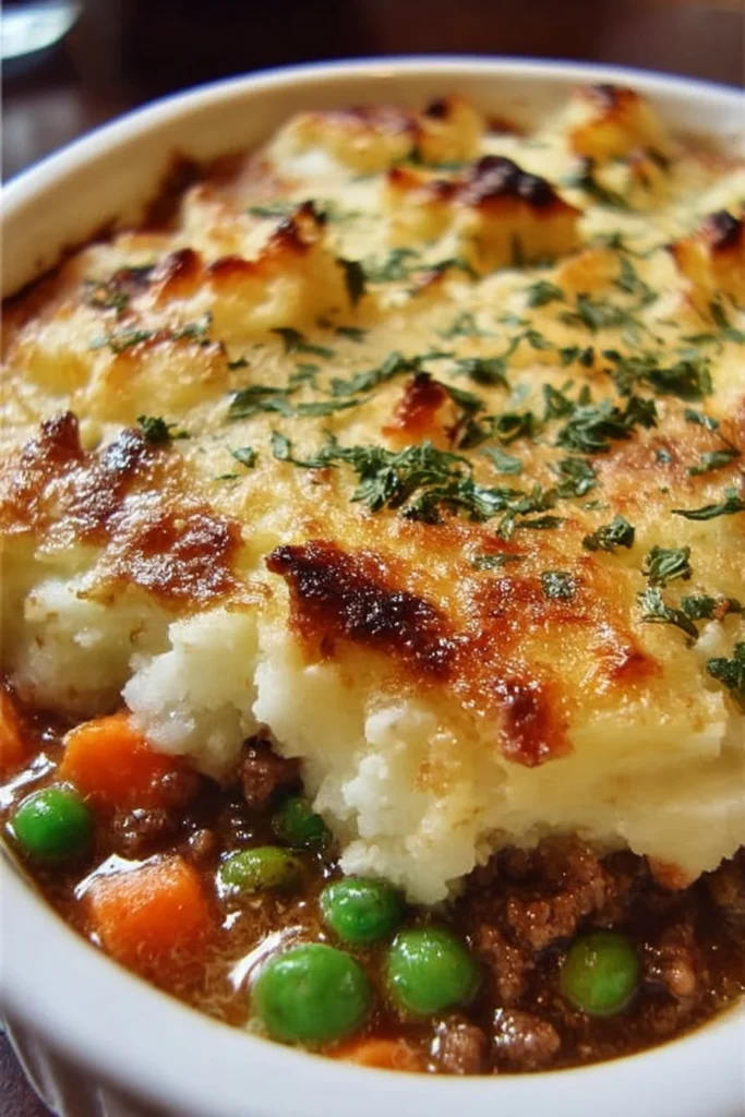 Delicious easy Shepherd's Pie casserole in a baking dish