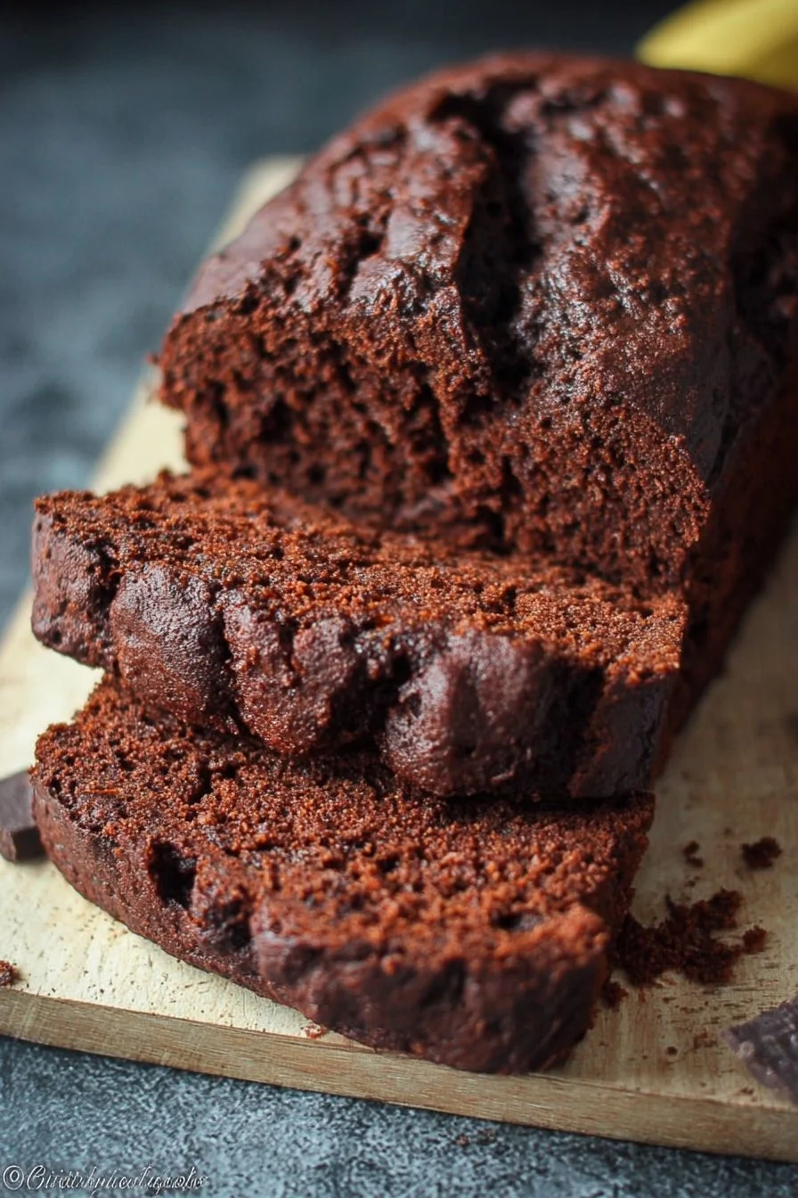 Gluten-Free Chocolate Banana Bread 2 Delicious gluten-free chocolate banana bread slice on a plate