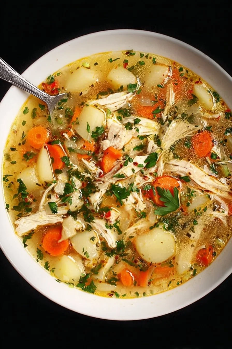 Homemade Chicken Soup 2 Bowl of homemade chicken soup with vegetables and herbs