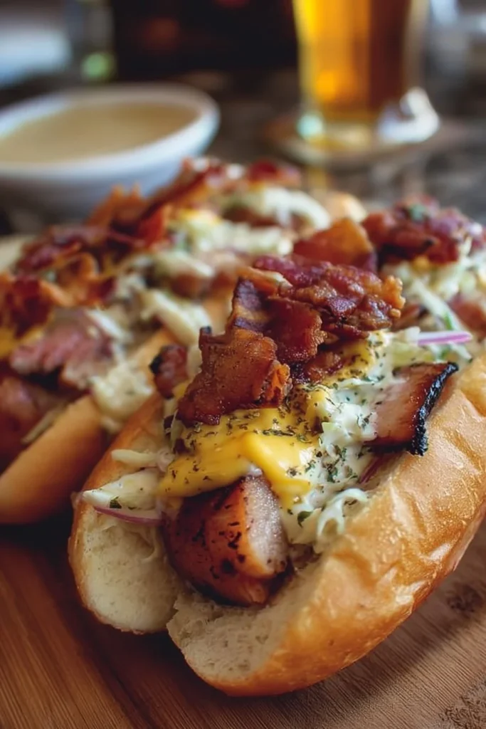 A delicious South Carolina bird dog sandwich served on a plate.
