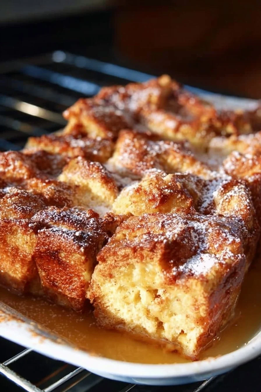 Baked French Toast Casserole 2 Delicious Baked French Toast Casserole served with syrup and berries.