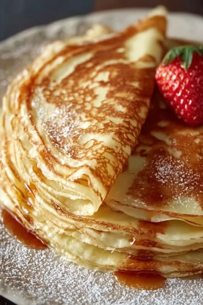Delicious homemade crepes on a plate, showcasing the best crepe recipe.