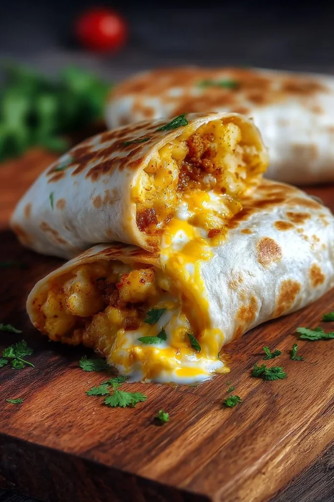 Cheesy potato burritos, a comforting and delicious meal option.