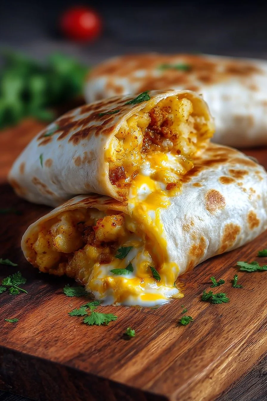 Cheesy potato burritos, a comforting and delicious meal option.