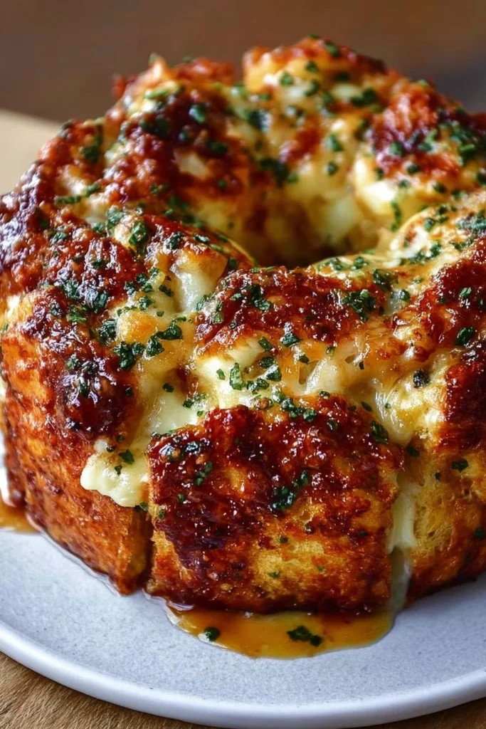 Savory Chicken Alfredo Monkey Bread recipe featuring cheesy and flavorful bread bites.