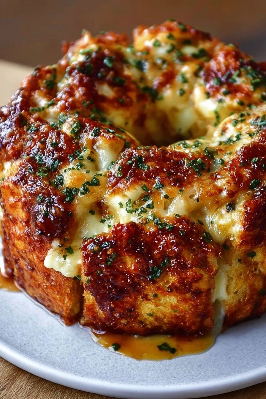 Savory Chicken Alfredo Monkey Bread recipe featuring cheesy and flavorful bread bites.