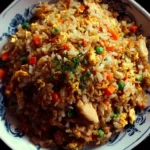 Delicious Chinese Chicken Fried Rice served in a bowl with colorful vegetables
