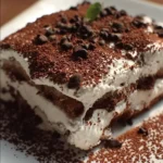 Delicious layered Chocolate Lasagna dessert with chocolate and cream