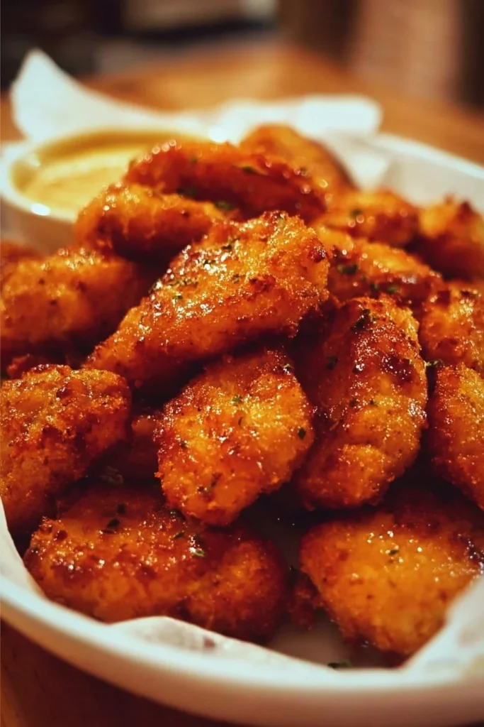 Delicious Cowboy Butter Chicken Bites garnished and served on a plate.