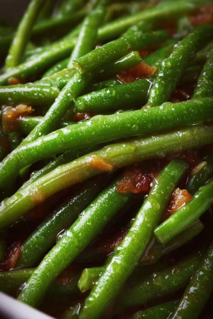 Freshly cracked green beans for delicious meal preparations