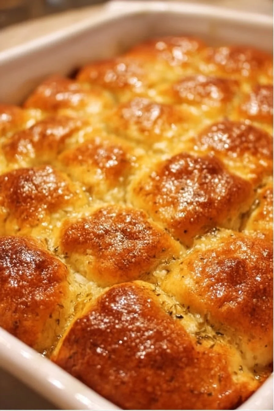 Crescent Roll Casserole 2 Baked Crescent Roll Casserole topped with cheese and herbs