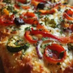 Crescent Roll Veggie Pizza topped with fresh vegetables and cheese
