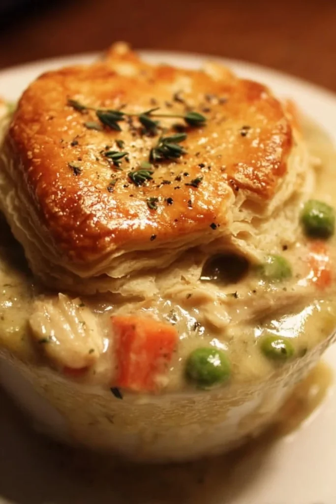 Delicious Crock Pot Chicken Pot Pie ready to be served