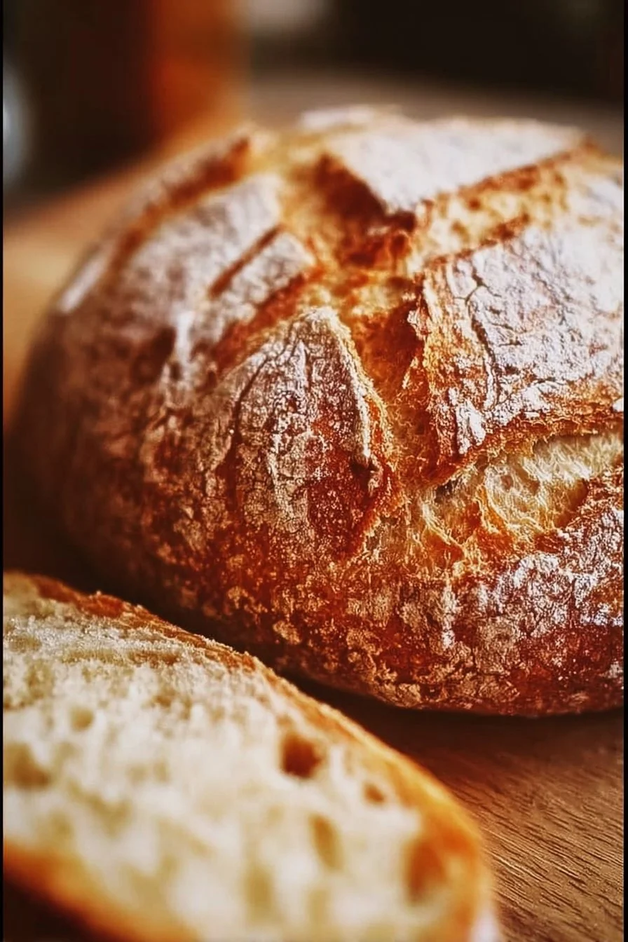 Crusty homemade artisan bread freshly baked and cooling on a rack
