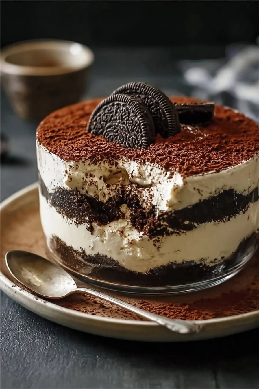 Easy Dirt Cake 2 Delicious easy dirt cake with chocolate pudding and crushed cookies