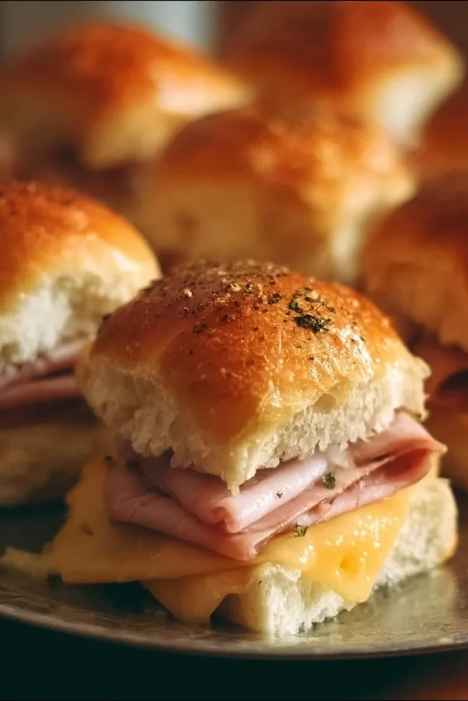 Delicious Ham and Cheese Sliders served on a platter