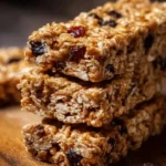Homemade granola bars made with oats, nuts, and honey