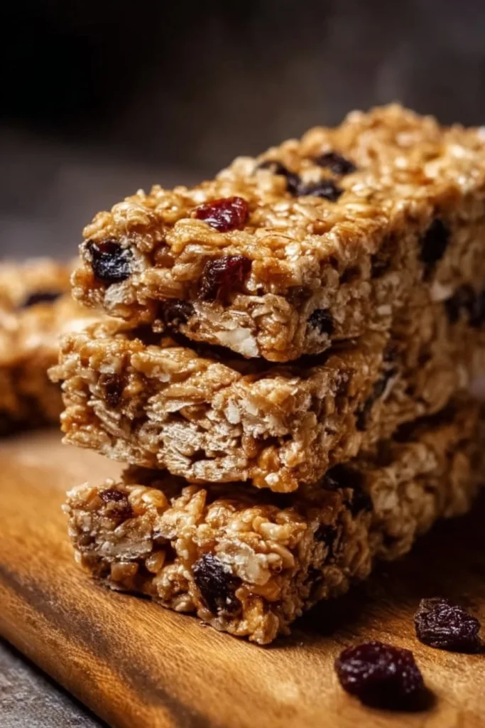 Homemade granola bars made with oats, nuts, and honey