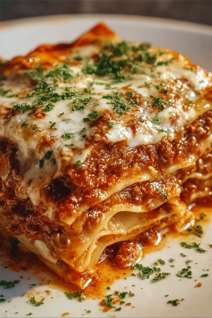 Homemade Lasagna 2 Delicious homemade lasagna with layers of pasta, cheese, and rich meat sauce.