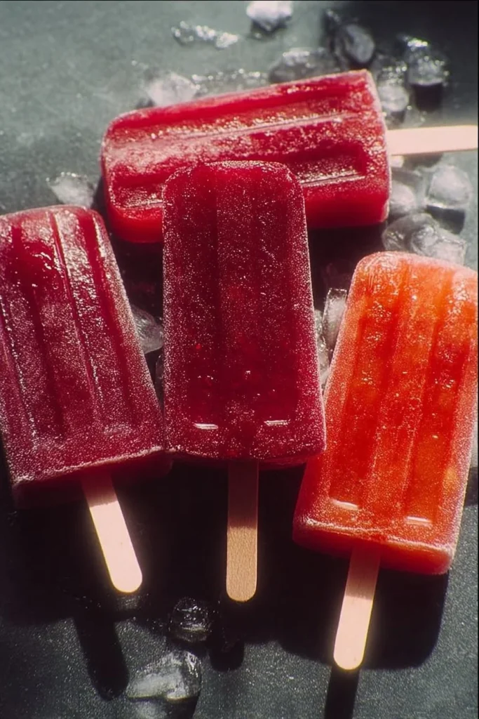 Colorful homemade popsicles made with fresh fruits and natural ingredients